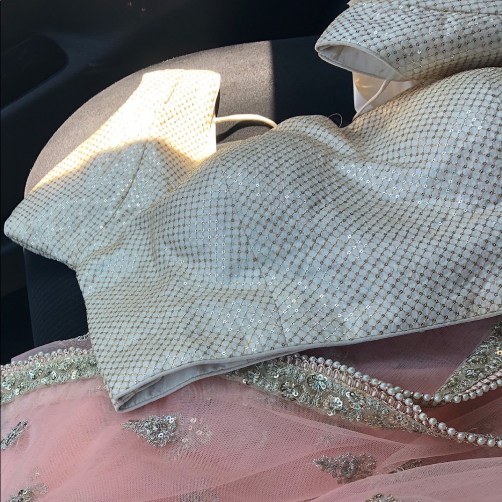 Cream Gold Sequence Sari Blouse
